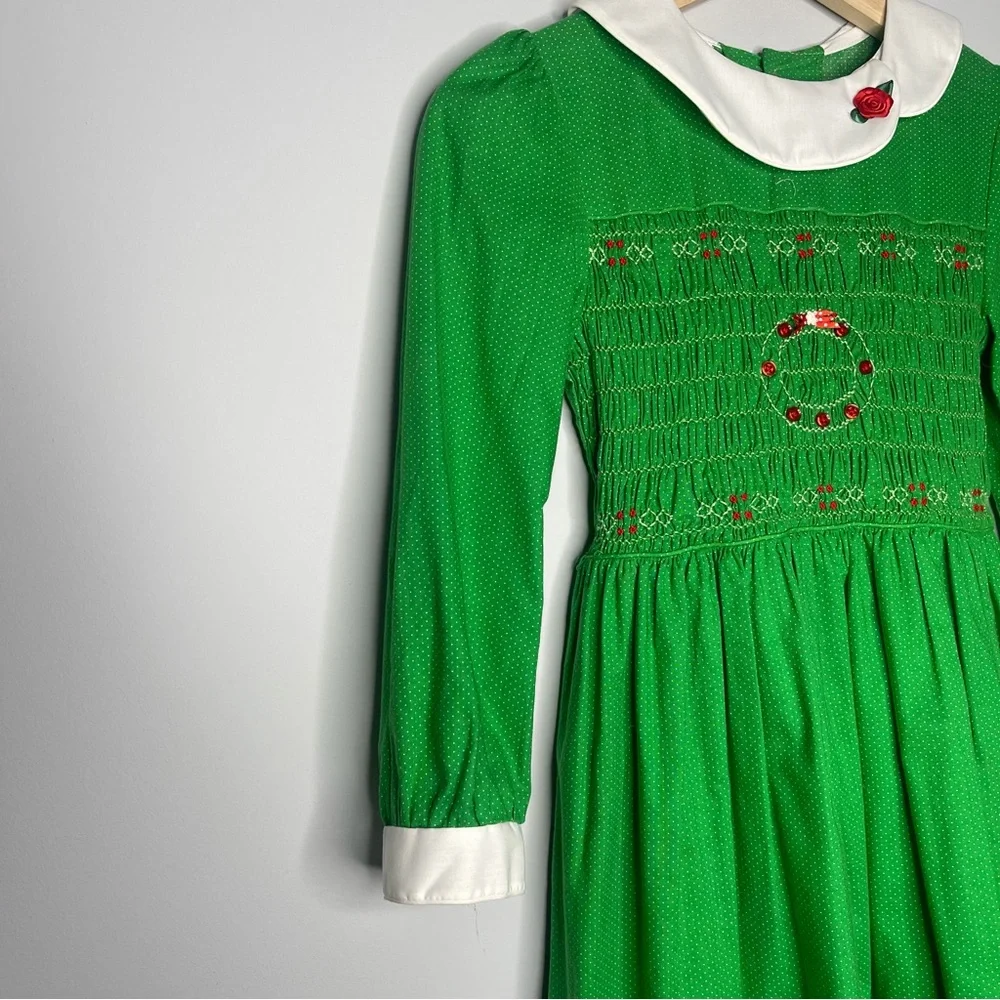 Girls vintage Polly Finders size 7 smocked embroidered dress - Picture 2 of 8